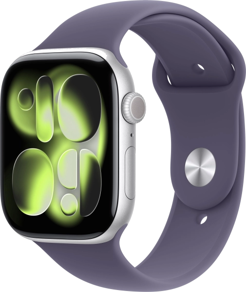 Смарт часы Apple Watch Series 11 46 мм алюминий серебристого цвета, ремешок цвета «фиолетовый туман» M/L