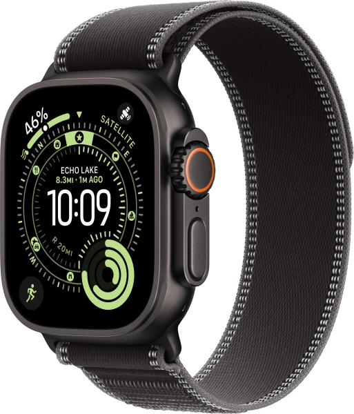 Смарт часы Apple Watch Ultra 3 49 мм, корпус из черного титана, ремешок Trail Loop черного цвета 