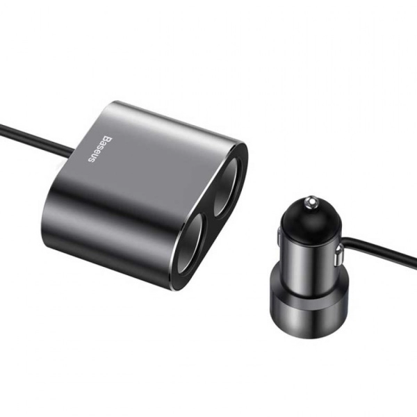 АЗУ Baseus CRDYQ-0S 3,1А 2USB c 2-м разветвителем (черный)