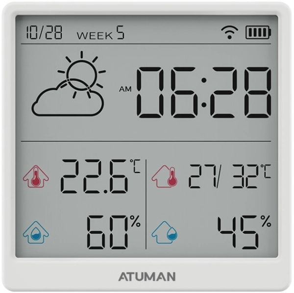 Датчик температуры и влажности ATuMan Duka TH3 (белый)