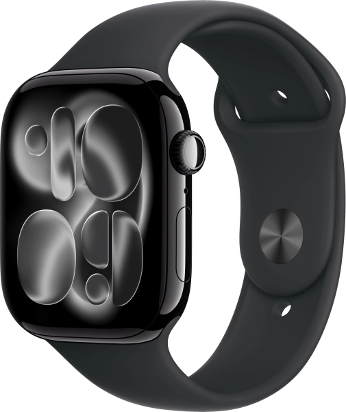 Смарт часы Apple Watch Series 11 46 мм алюминий цвета «чёрный оникс», ремешок чёрного цвета M/L