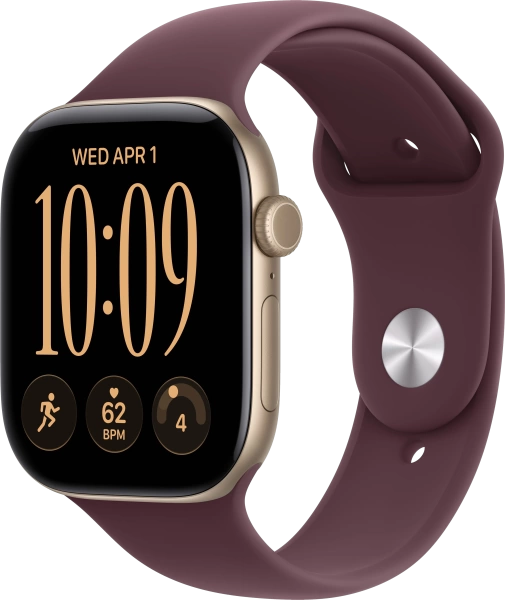Смарт часы Apple Watch Series 12 46mm Light Gold Aluminum Case with Burgundy Sport Band M/L