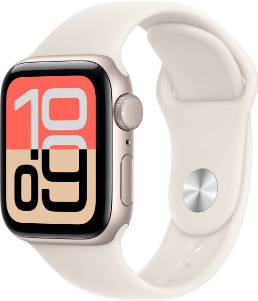 Смарт часы Apple Watch SE 3 40мм алюминий цвета «сияющая звезда», ремешок цвета «сияющая звезда» S/M