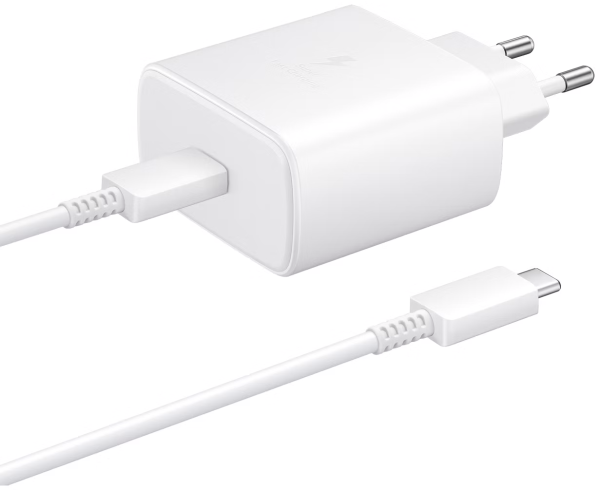 СЗУ Samsung 45W USB-C с кабелем Type-C на Type-C (белый)