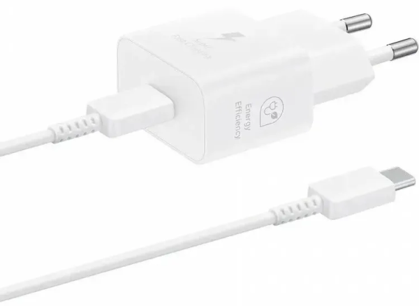 СЗУ Samsung 25W USB-C с кабелем Type-C на Type-C (белый)