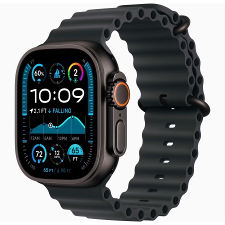 Смарт часы Apple Watch Ultra 2 49 мм, корпус из черного титана, ремешок Ocean черного цвета (MYTC3)