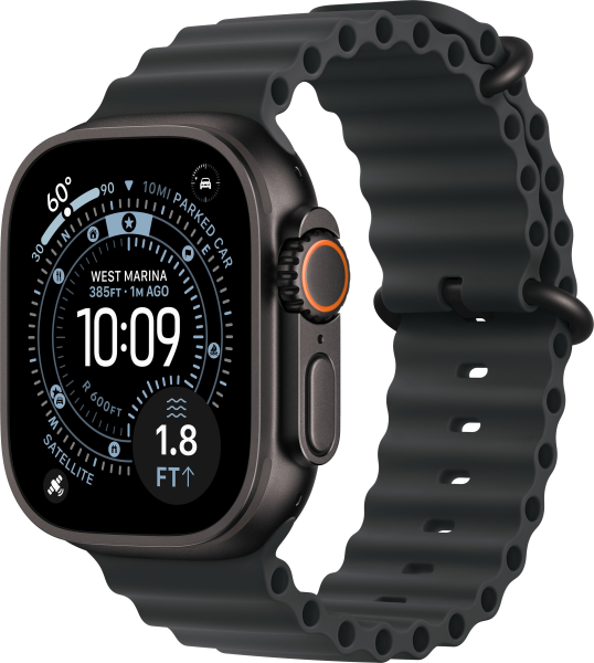 Смарт часы Apple Watch Ultra 3 49 мм, корпус из черного титана, ремешок Ocean черного цвета 