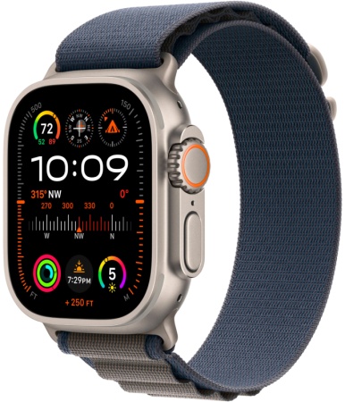 Смарт часы Apple Watch Ultra 2 49 мм, корпус из титана, ремешок Alpine Loop синий M