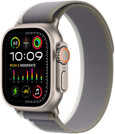 Смарт часы Apple Watch Ultra 2 49 мм, корпус из титана, ремешок Trail Loop зелено-серый