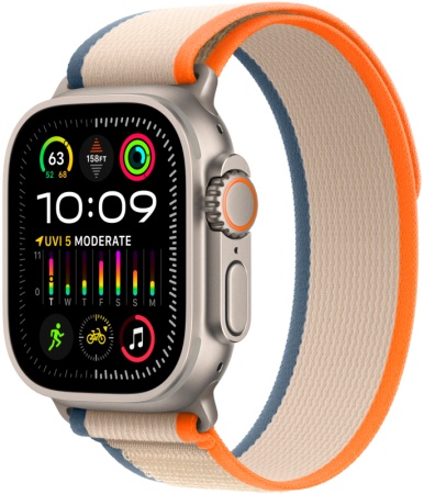 Смарт часы Apple Watch Ultra 2 49 мм, корпус из титана, ремешок Trail Loop оранжево-бежевый