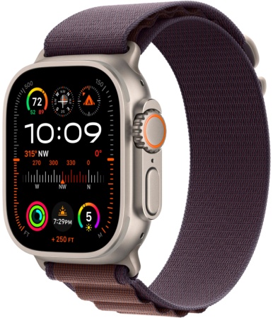 Смарт часы Apple Watch Ultra 2 49 мм, корпус из титана, ремешок Alpine Loop индиго M
