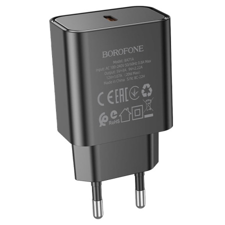 Borofone СЗУ Borofone BA71A 3.0A 1USB-C QC3.0 20W (черный)