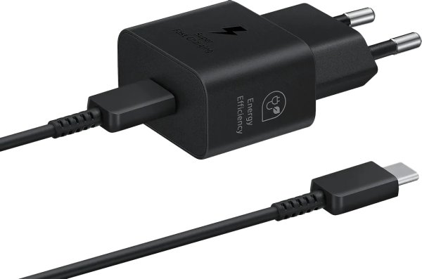 СЗУ Samsung 25W USB-C с кабелем Type-C на Type-C (черный)
