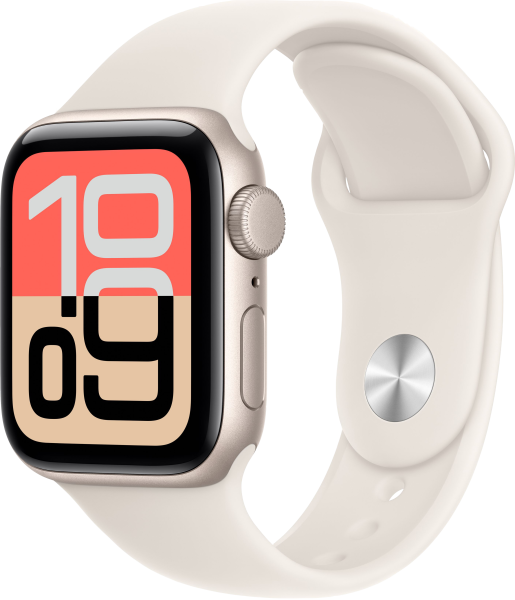 Смарт часы Apple Watch SE 3 44мм алюминий цвета «сияющая звезда», ремешок цвета «сияющая звезда» S/M