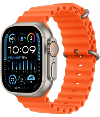 Смарт часы Apple Watch Ultra 2 49 мм, корпус из титана, ремешок Ocean Band оранжевый (MREH3)