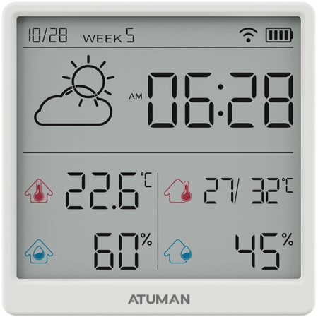 Датчик температуры и влажности ATuMan Duka TH3 (белый)