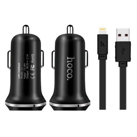 АЗУ Hoco Z49 2.4A  2USB с кабелем 8-pin (черный)