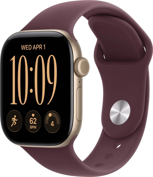 Смарт часы Apple Watch Series 12 42mm Light Gold Aluminum Case with Burgundy Sport Band S/M