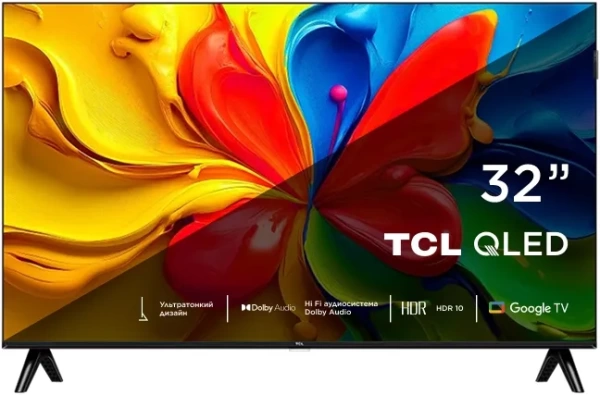 Телевизор TCL 32" 32S4K QLED HDR Google TV, черный