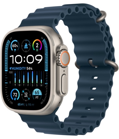 Смарт часы Apple Watch Ultra 2 49 мм, корпус из титана, ремешок Ocean Band синий (MREG3)